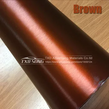 Premium Kahverengi Mat Krom Fırçalanmış Metalik Vinil şerit etiket Kabarcık Ücretsiz Fırçalanmış Metalik Araba Sarma kahverengi fırçalanmış film