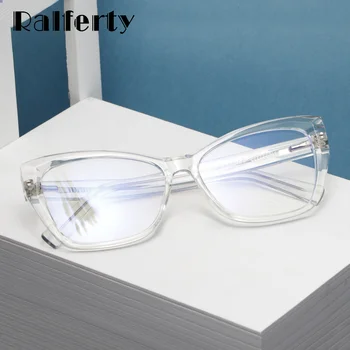 Ralferty Kaliteli TR90 kadın Gözlük Çerçevesi Kedi gözü Şeffaf Bilgisayar mavi ışık gözlük Bahar Kadın Sınıf Hiçbir Diyoptri
