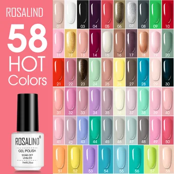 ROSALIND 7 ML Oje 58 Renkler Kapalı Islatın tırnak jeli Lehçe UV LED Lamba Tabanı pardösü Vernikler Tüm Tırnak Sanat Tasarım Manikür