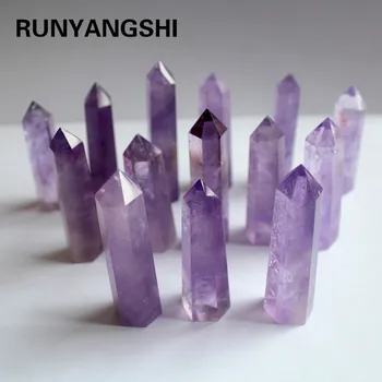 Runyangshi Güzel Doğal kristal sütun Ametist ham taş taşlama yüksek kaliteli kristal el sanatları altı prizma ZH39
