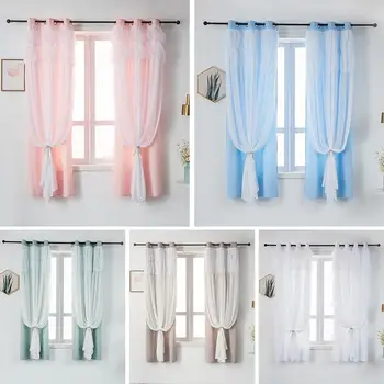 Rüya gibi Pencere Perdeleri Perdeler Makinede Yıkanabilir Çift Katmanlar Yatak Odası Yalıtımlı Karartma Perdeleri 90x150cm