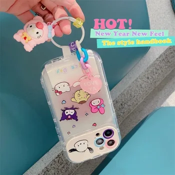 Sanrio Aile Hello Kitty Makyaj Aynası Standı Kolye Telefon Kılıfları iPhone 14 13 12 11 Pro Max XR 14 PRO MAX Arka Kapak