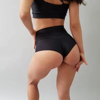 Seksi Yoga Şort Kolay Gitmek 2022 Yaz Spor Yüksek Belli pantolon Katı Spandex Spor Şort Kadın