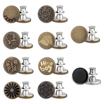 SHWAKK 10 adet Metal Düğme Kot Bel Düğme Pimleri DIY Giyim Konfeksiyon Geri Çekilebilir Düğme çıtçıt Aksesuarları