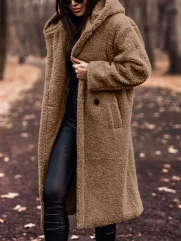 Sonbahar Kış Uzun Ceket Kadın Peluş Sıcak Faux Kürk Ceket Kadın Kürk Oyuncak Ceket Kadın Oyuncak Ceket Dış Giyim Bayanlar