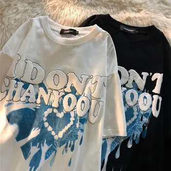 Streetwear Tops kadın T-shirt Yaz Kısa kollu Tee Gömlek Harajuku Grunge Baskı Hip Hop Büyük Boy T Shirt Kadın Giysileri