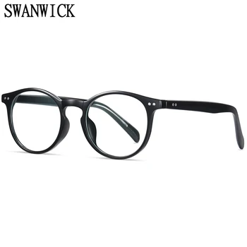 Swanwıck bilgisayar yuvarlak anti mavi ışık gözlük kadın TR90 retro gözlük çerçeveleri erkekler için optik siyah gri 2021 hediyeler unisex