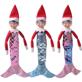 Tek Parça Kawaii Noel Elf Bebek Aksesuarları Elbise Mermaid Etek Balık Pulu Desen Seti Çocuk Hediyeler Ücretsiz Kargo m59