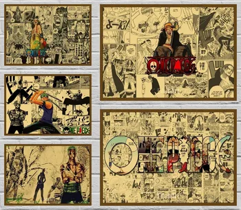 Tek Parça Portre Luffy Chopper Boyama Anime Posteri Vintage Decoracion Duvar Sanatı Kraft Kağıt Posterler Retro Çıkartmalar 42X30cm