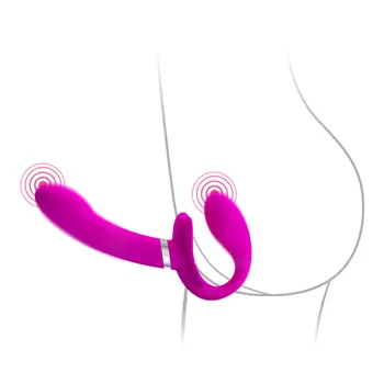 Titreşimli askısız kayış-On İlişkilendirmeye Yapay Penis Vibratör Çift Uçlu yapay penis üzerinde kayış Penetrasyon Anal Popo lezbiyen için oyuncaklar Çiftler