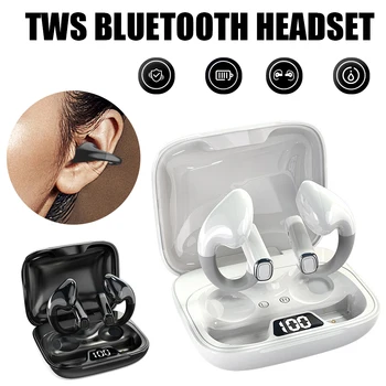 TWS Kablosuz Kulaklık Kulak Klipleri Açık Kulak Bluetooth 5.3 Kulaklık dijital ekran sporcu kulaklığı Yüksek Kaliteli HiFi Ses Mikrofon