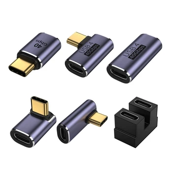 USB C Adaptörleri U Şekli Düz Açı Adaptör Tipi C Dişi C Tipi Erkek 40Gbps Hızlı Veri Adaptörü Dönüştürücü şarj adaptörleri