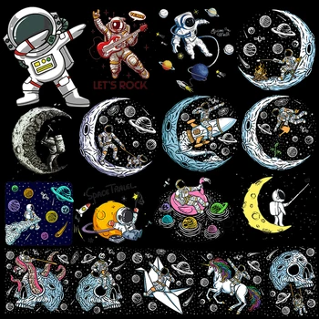 Uzay Astronot Yama Demir-On Transferler İçin Giyim Ay Yamalar Uzay Gemisi Çıkartmalar Karikatür Yamalar Giysi Aplike Çizgili