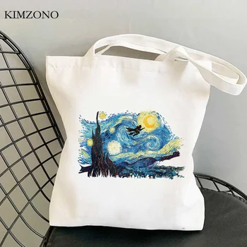 Van Gogh alışveriş çantası eko jüt çanta pamuk bolso alışveriş yeniden kullanılabilir poşet bolsas yeniden kullanılabilir kumaş kapmak