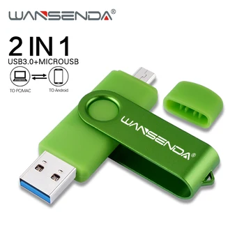 WANSENDA USB flash sürücü 2 İN 1 OTG USB 3.0 ve mikro USB kalem sürücü 16 GB 32 GB 64 GB 128 GB 256 GB USB Sopa Harici Depolama Pendrive