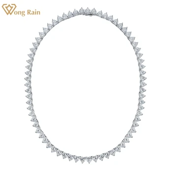 Wong Yağmur 925 Ayar Gümüş Kalp Kesim Lab Safir Yüksek Karbonlu Elmas Taş Temel Zincir Kolye Güzel Takı Toptan