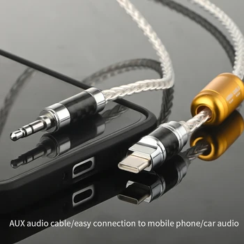 Xangsane hi-end OCC Gümüş Kaplama USB Tip-C 3.5 mm Ses Kablosu AUX Araba Kulaklık Kablosu 3.5 Jack USBC Ses Yardımcı Kablo