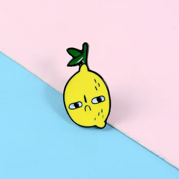 Yaratıcı Sevimli Karikatür Mutsuz Limon Alaşım Broş Tatlı Ve Şık Meyve Emaye Rozeti Pin Çanta Yaka Giyim Takı Hediye