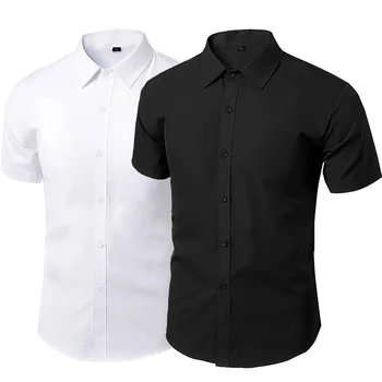 Yaz elbisesi Sosyal Gömlek Erkekler demir Olmayan İş Giysisi Erkek Kısa Kollu İnce Gömlek Beyaz Siyah Markalı erkek Giyim