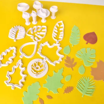 Yeni 2-4 Adet Tropikal Bitkiler Yaprak DIY Orman Modeli Çerez Kesiciler 3D Noel Yaprakları Pişirme Düğün Çikolata Kek mutfak gereçleri