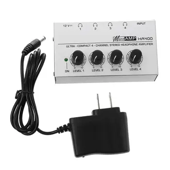 Yeni HA400 4 Kanal Ultra kompakt Kulaklık Ses Stereo Amp Microamp Amplifikatör AB Adaptörü
