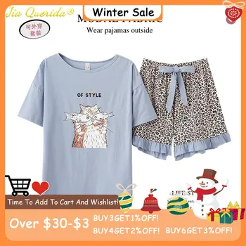 Yeni Yaz Moda Kadın Pijama Seti Bayan Süt İpek Kawaii Tavşan Baskı Salonu Artı Boyutu 4XL Rahat Pijama Kızlar için