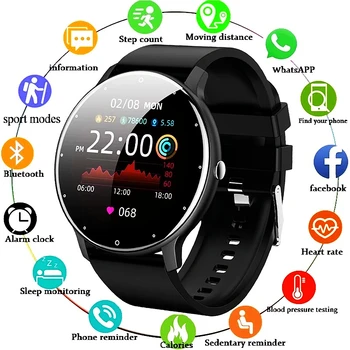 Yeni ZL02D Kadın Erkek Smartwatch Tam Dokunmatik Bluetooth Spor Su Geçirmez Kalp Hızı Etkinlik Tracker Akıllı İzle iPhone Android için