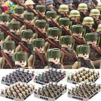 Yeni Çocuk Oyuncakları WW2 Askeri Rakamlar Yapı Taşları Ulus Ordu Askerleri Araya Tuğla Eğitici Oyuncaklar Boys İçin noel hediyesi