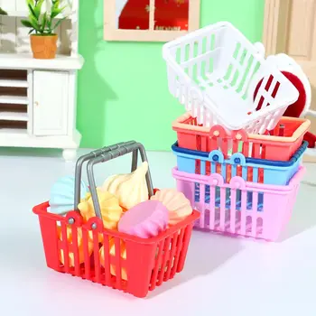 YENİ Mini Alışveriş Sepeti Oyuncak Oyna Pretend Çocuklar Mini Süpermarket Alışveriş El Sepeti Modeli Bebek Evi Minyatür Mobilya