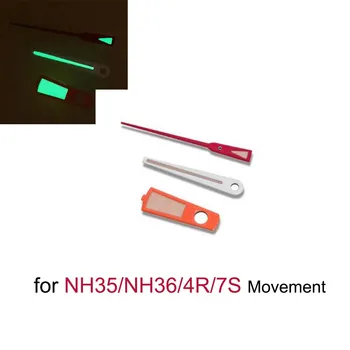 Yeşil Işıklı Saat Eller NH35 / NH36 / 4R / 7S Hareketi Modifiye Pointer 3Pins İğneler İzle Aksesuarları