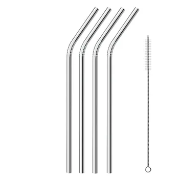 Çok kullanımlık pipet Bükülmüş veya Düz Stil 304 Paslanmaz Çelik Hasır Temizleyici Fırça Seti Metal Hasır Barware Aksesuarları