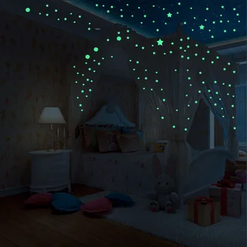 Çoklu Adet Aydınlık Noktalar Yıldız duvar çıkartmaları Çocuk Odası Oturma Odası Yatak Odası Dekorasyon Çıkartmaları Karanlık Duvar Kağıdı