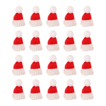 Şapkalar Noel Mini Santa Treeornament Dıy Aksesuarları Küçük Adornmentcrafts Kardan Adam Bere örgü şapka Şişeleri Kafa Bandı