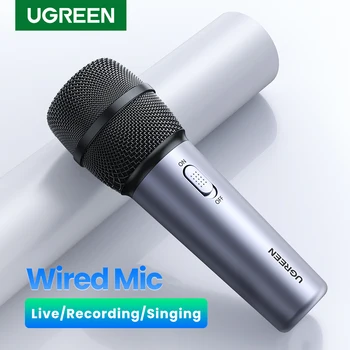【NEW】UGREEN Kablolu Mikrofon Şarkı Canlı Kayıt 3.5 mm Ses Kablosu ile El Mic PC telefon kılıfı Oyun Karaoke Ev Sistemi